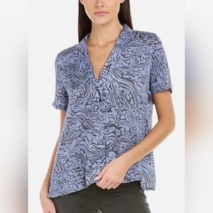 CALME by Johnny Was Camp Shirt, Size M. Color Blue n black print. New, w/tags.